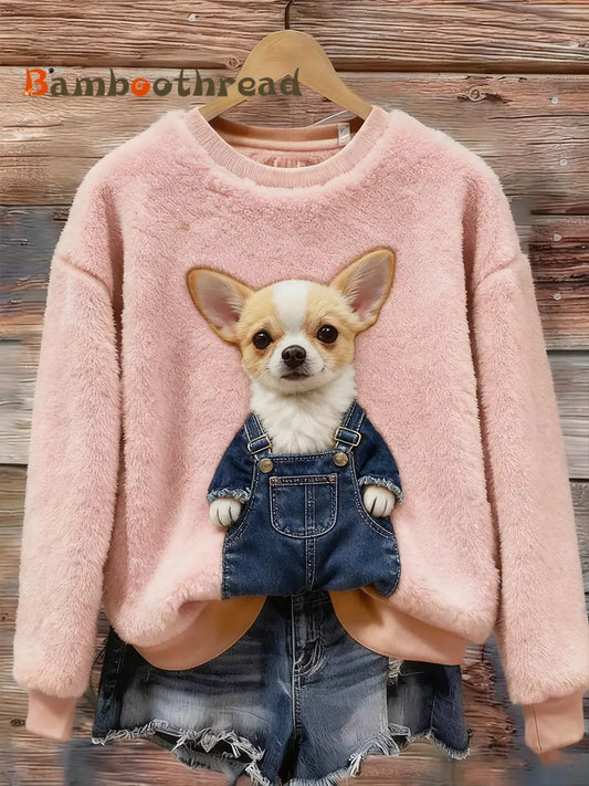 Women’s Retro Animal Christmas Art Print Casual Flannel Top A / S