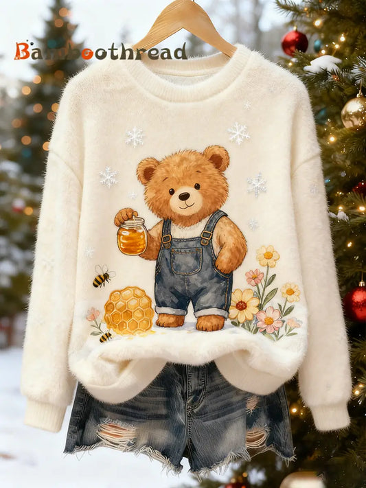 Women’s Retro Animal Christmas Art Print Casual Flannel Top A / S