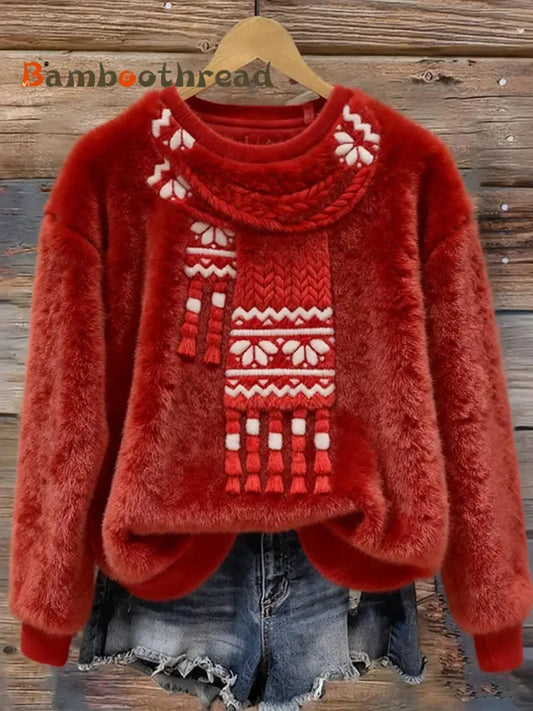 Women’s Retro Animal Christmas Art Print Casual Flannel Top A / S