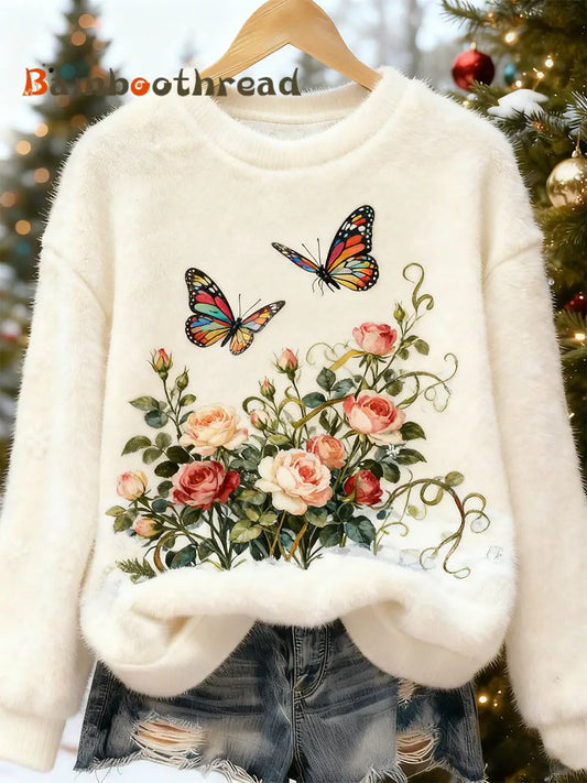 Women’s Retro Animal Christmas Art Print Casual Flannel Top A / S