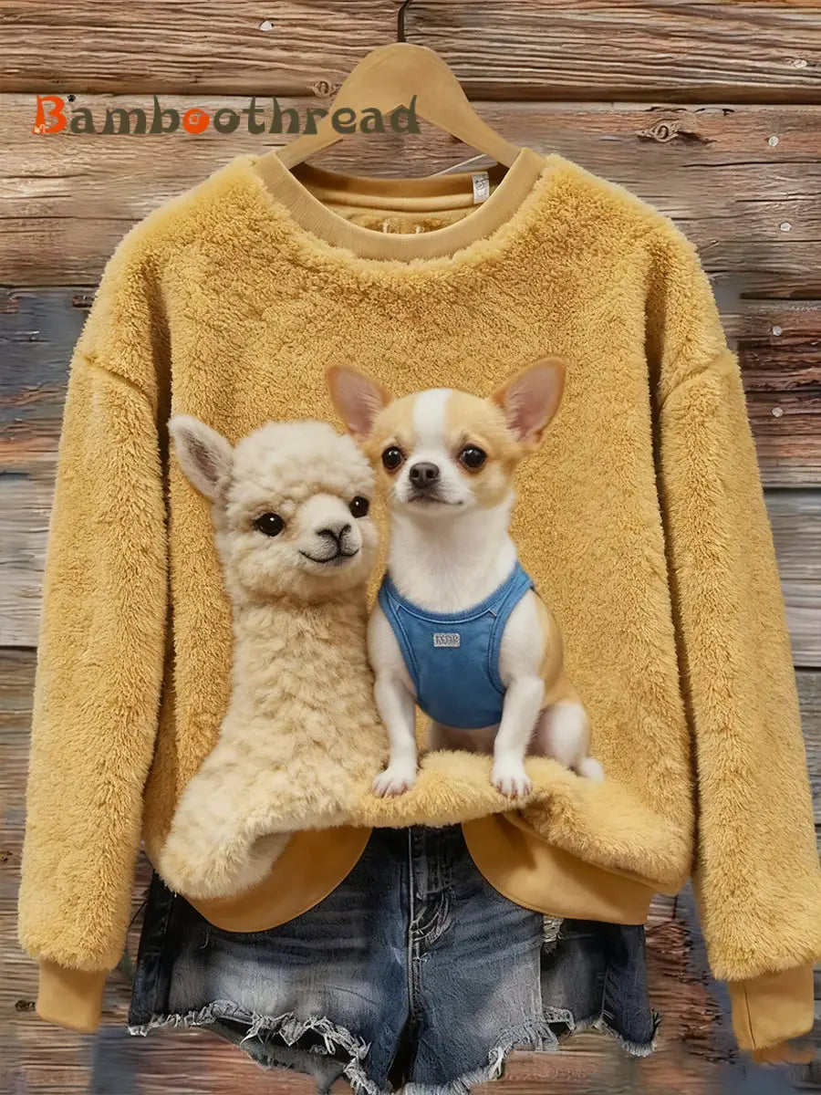 Women’s Retro Animal Christmas Art Print Casual Flannel Top A / S