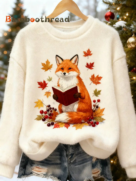 Women’s Retro Animal Christmas Art Print Casual Flannel Top A / S