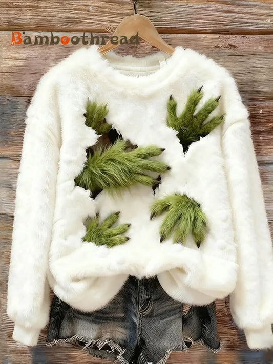 Women’s Retro Animal Christmas Art Print Casual Flannel Top A / S