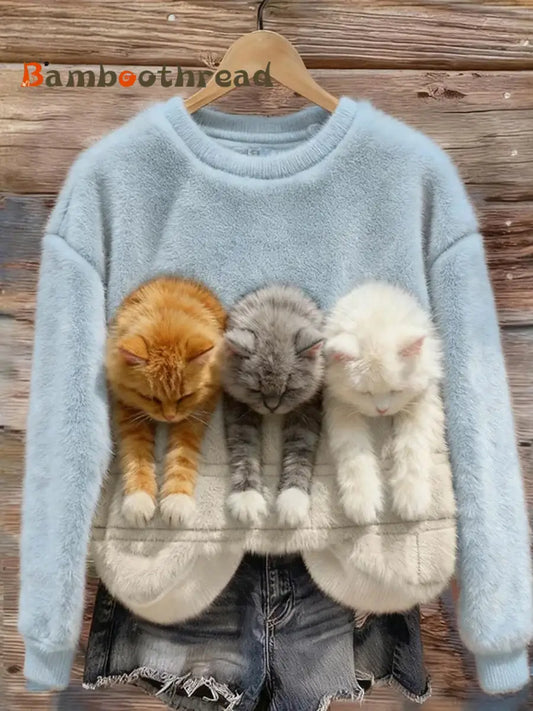 Women’s Retro Animal Christmas Art Print Casual Flannel Top A / S