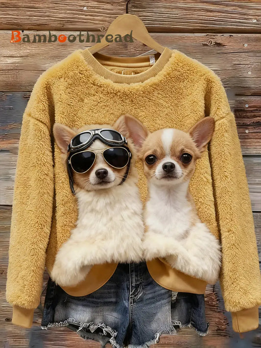 Women’s Retro Animal Christmas Art Print Casual Flannel Top A / S