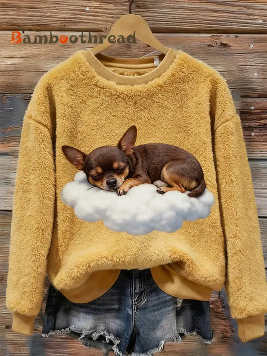 Women’s Retro Animal Christmas Art Print Casual Flannel Top A / S