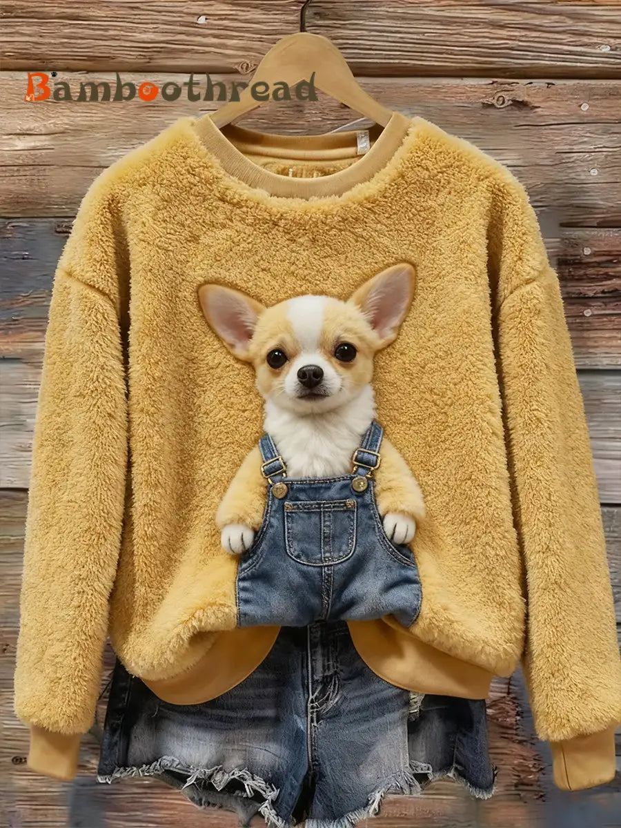 Women’s Retro Animal Christmas Art Print Casual Flannel Top A / S