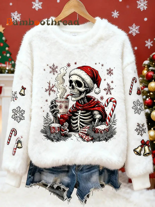 Women’s Retro Animal Christmas Art Print Casual Flannel Top A / S