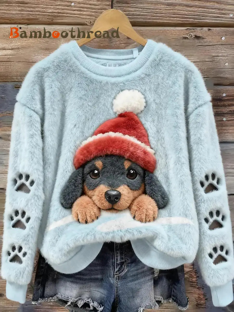 Women’s Retro Animal Christmas Art Print Casual Flannel Top A / S