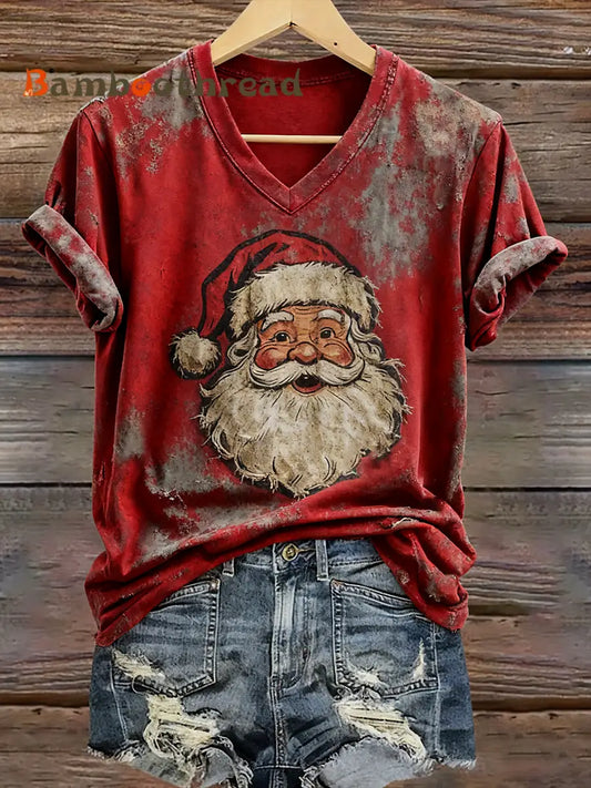 Women’s Santa Claus Printed Casual T-shirt Red / S