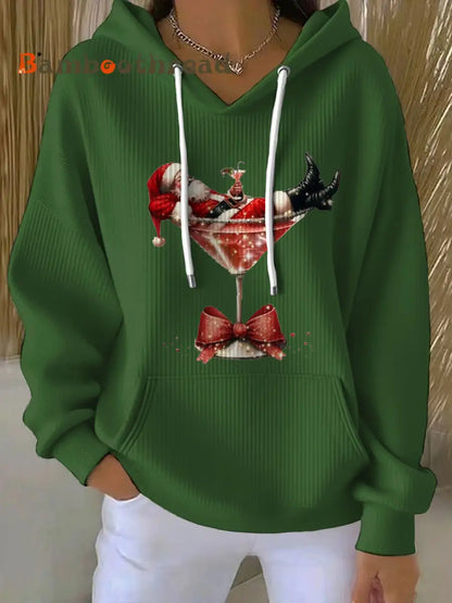 Women’s Santa Claus Printed Hoodie Green / S