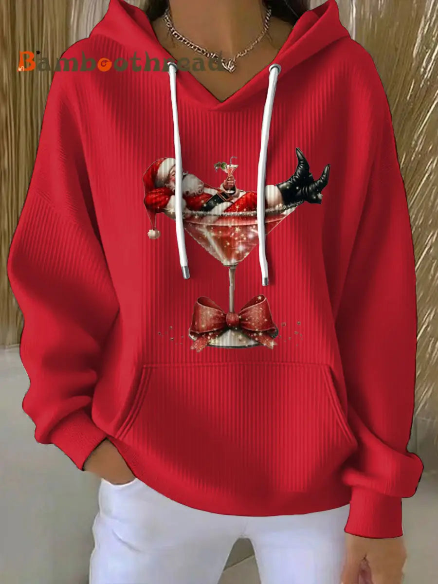 Women’s Santa Claus Printed Hoodie Red / S