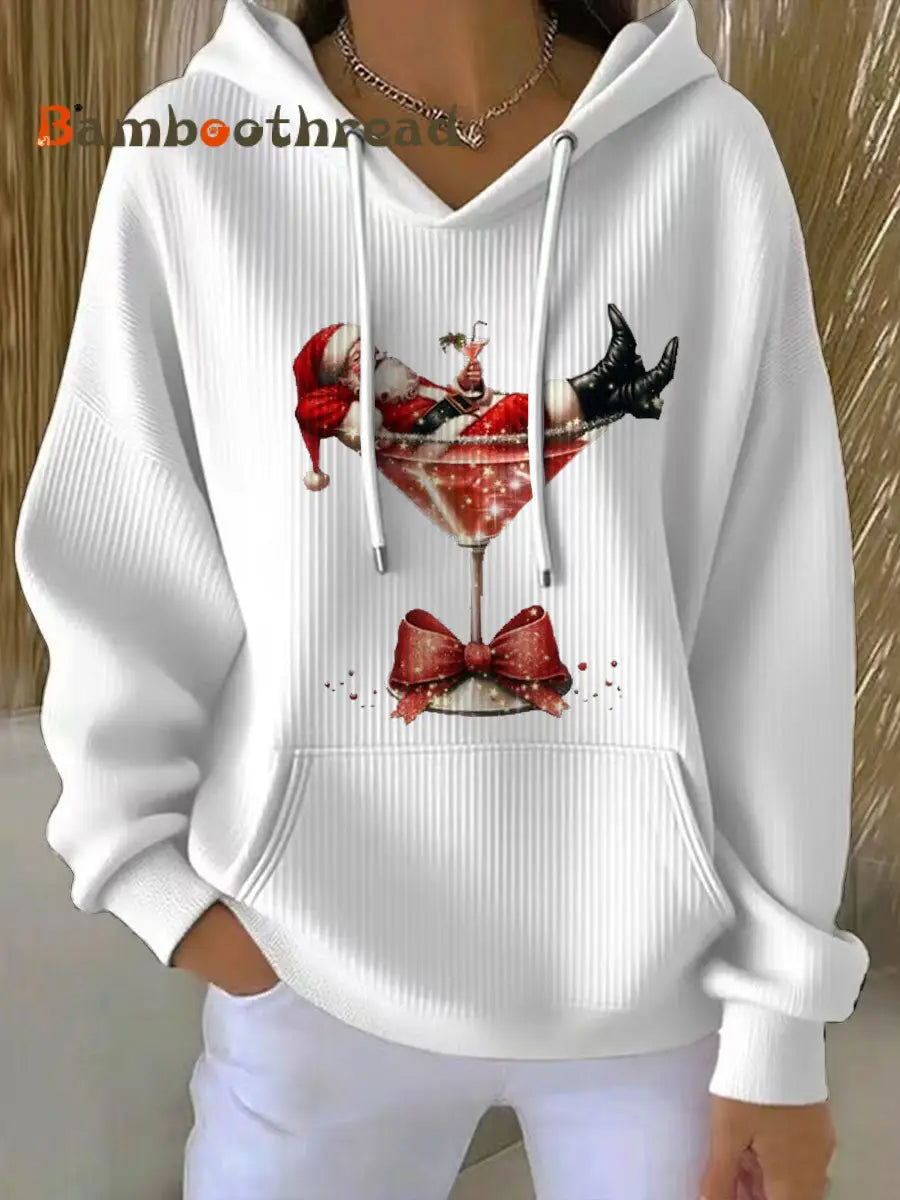 Women’s Santa Claus Printed Hoodie White / S