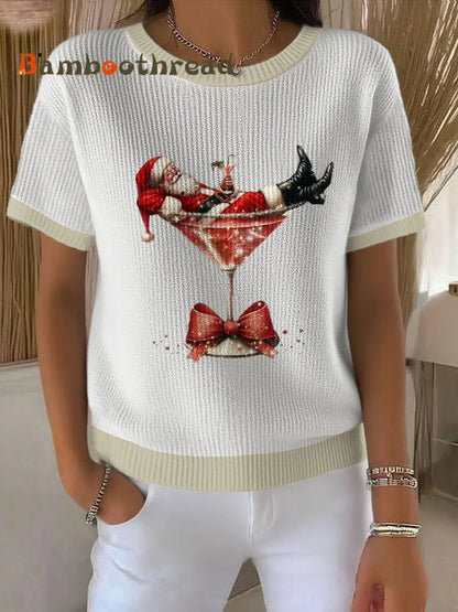 Women’s Santa Claus Printed Sweater White / S