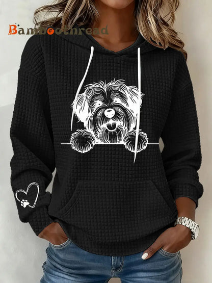 Women’s Schnauzer Art Print Casual Hoodie Black / S