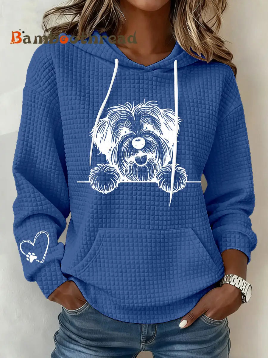 Women’s Schnauzer Art Print Casual Hoodie Blue / S