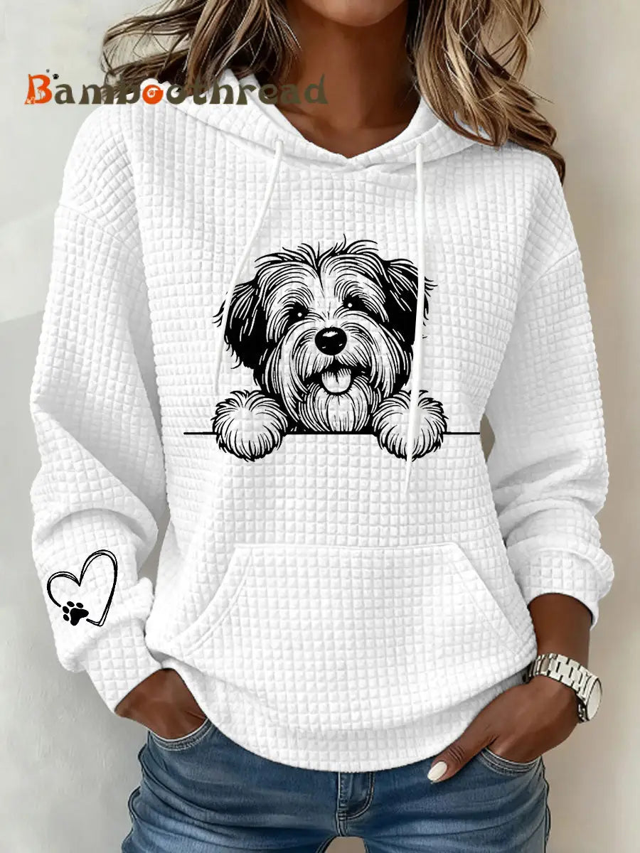 Women’s Schnauzer Art Print Casual Hoodie White / S