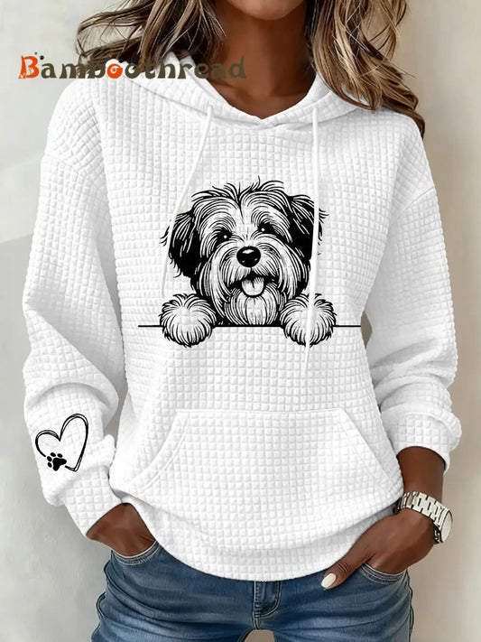Women’s Schnauzer Art Print Casual Hoodie White / S