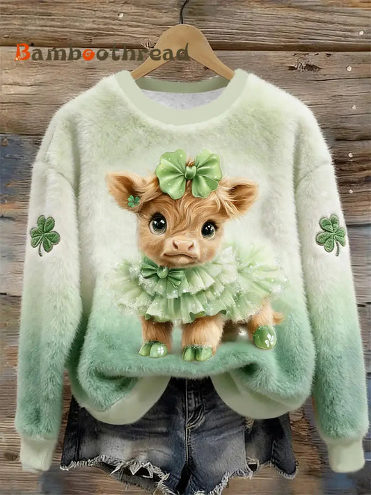 Women’s St. Patrick’s Day Animal Flannel Hoodie As picture / S