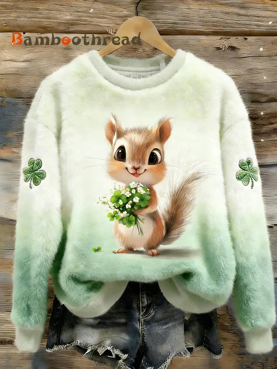 Women’s St.patrick’s Day Lucky Animals Flannel Hoodie As picture / S