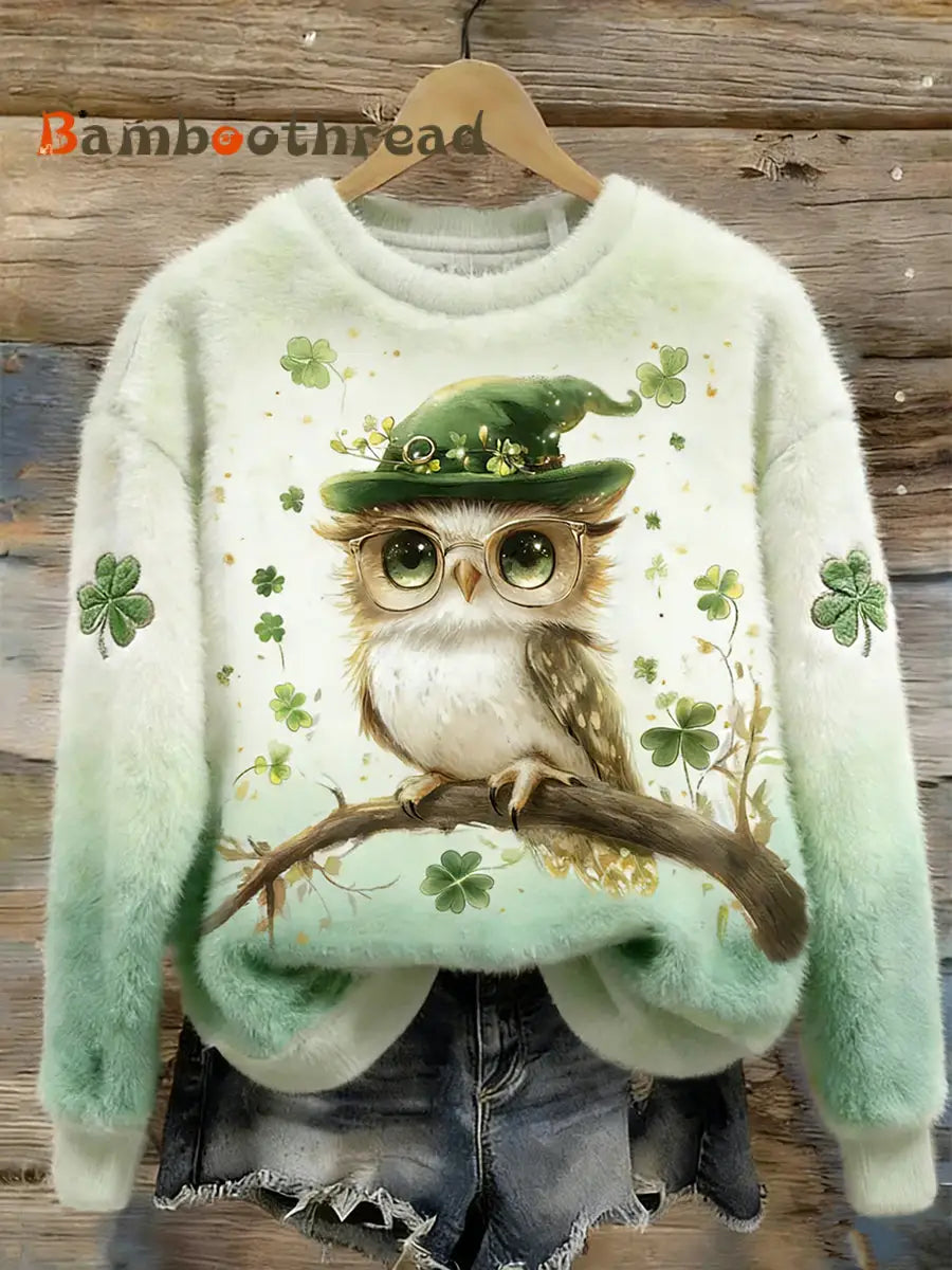 Women’s St.patrick’s Day Lucky Animals Flannel Hoodie As picture / S