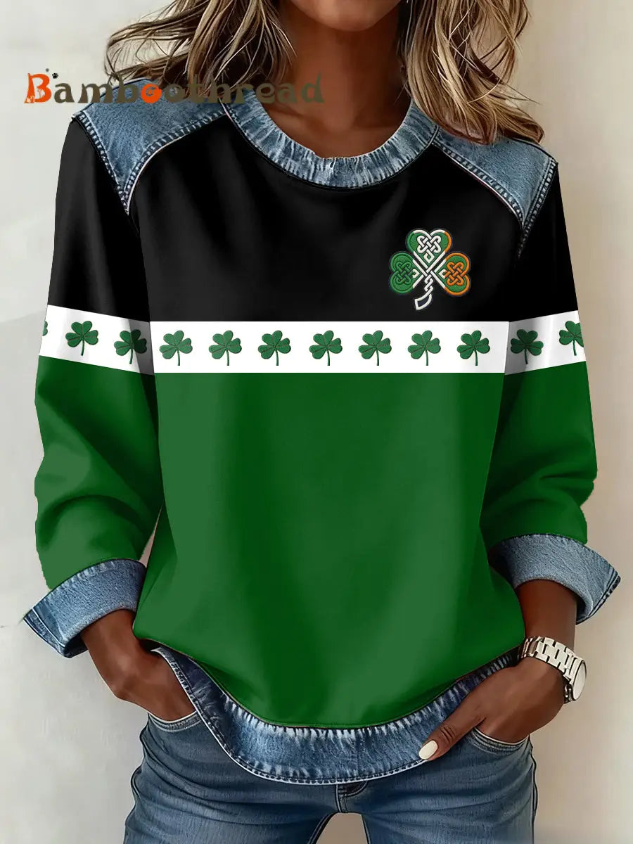 Women’s St. Patrick’s Day Waffle Sweatshirt As picture / S