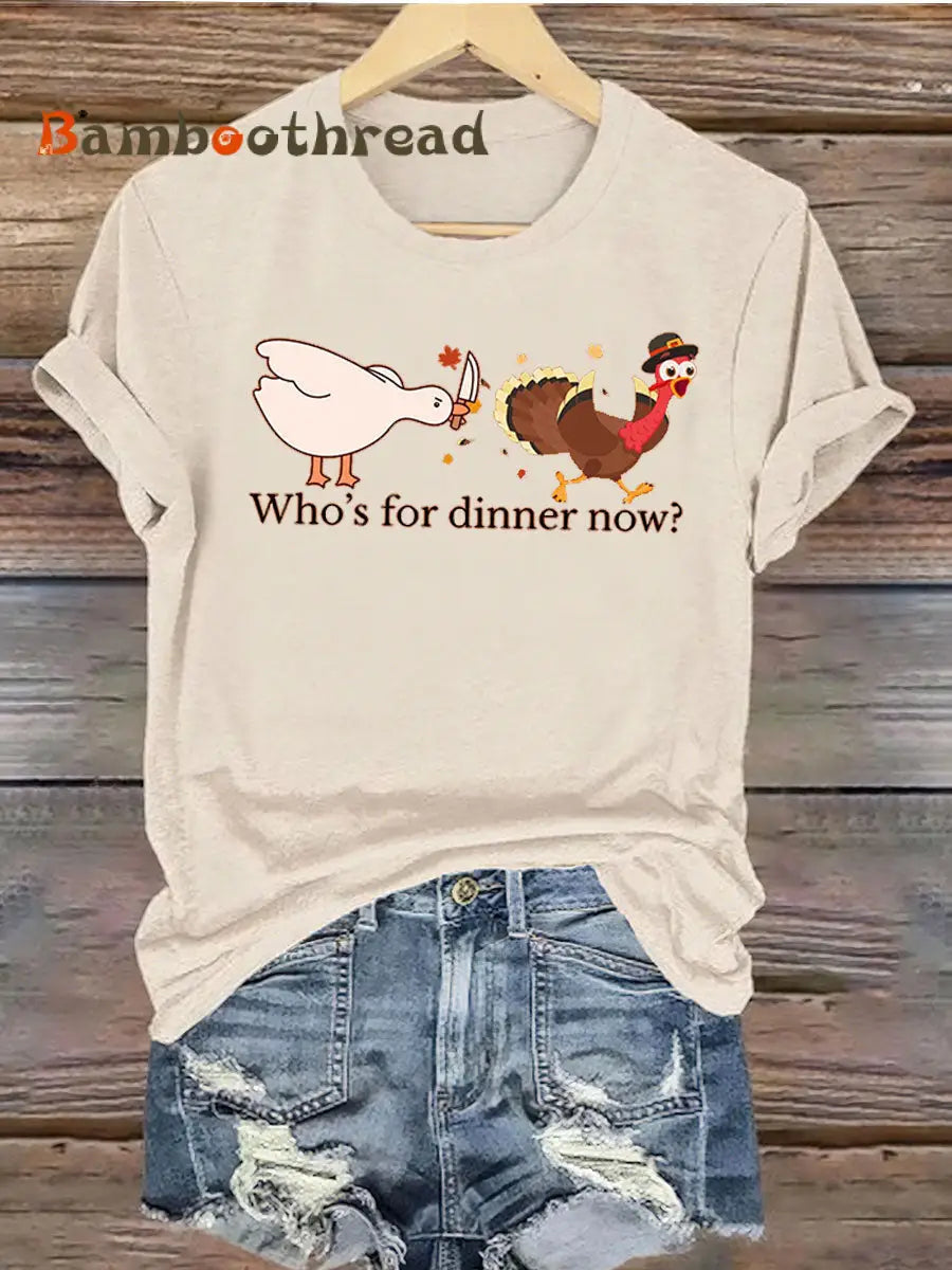 Women’s Thanks giving day turkey Printed Iron On Short Sleeve T-Shirt Apricot / S