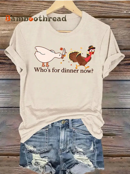 Women’s Thanks giving day turkey Printed Iron On Short Sleeve T-Shirt Apricot / S
