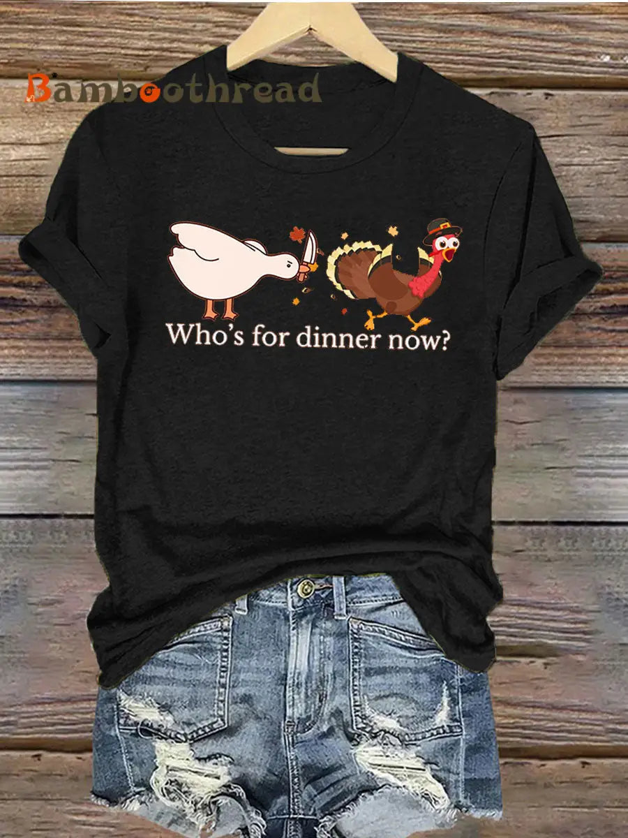 Women’s Thanks giving day turkey Printed Iron On Short Sleeve T-Shirt Black / S