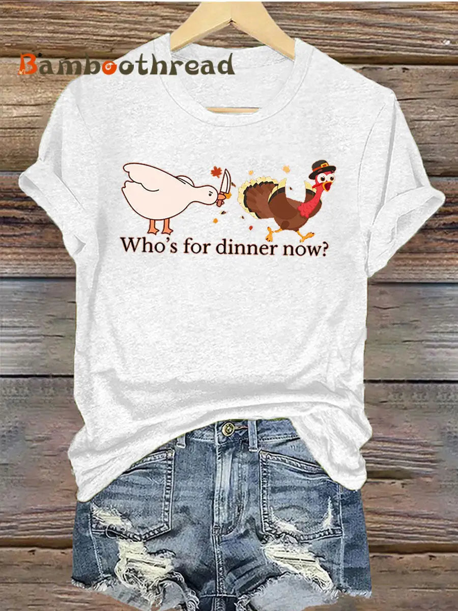 Women’s Thanks giving day turkey Printed Iron On Short Sleeve T-Shirt White / S