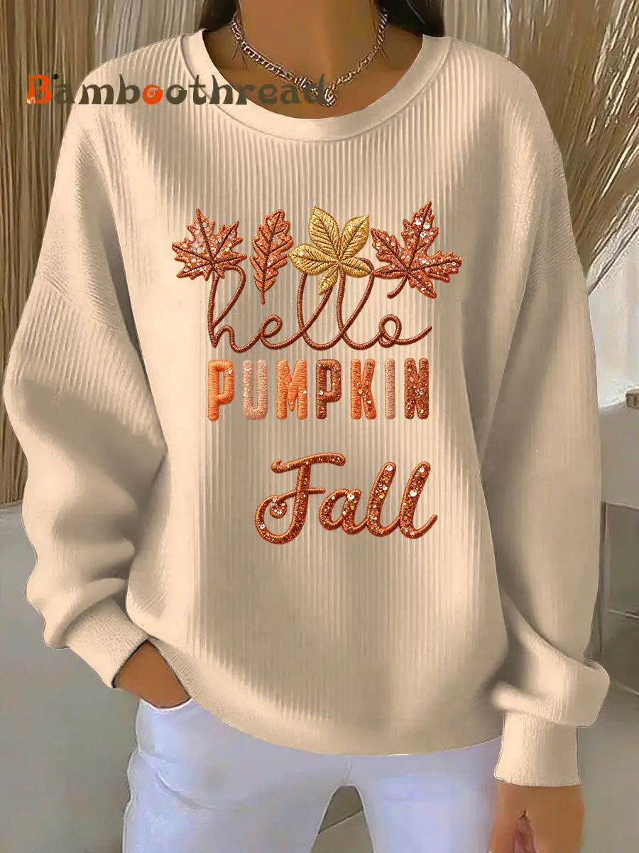 Women’s Thanksgiving Autumn Leaf Casual Crewneck Pullover Multicolour / S