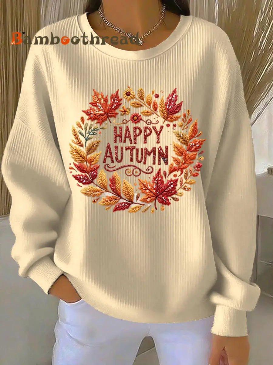 Women’s Thanksgiving Autumn Leaf Casual Crewneck Pullover Multicolour / S