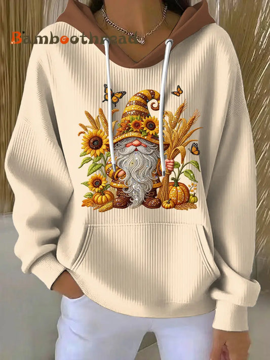 Women’s Thanksgiving Gnome Harvest Art Casual Hoodie Multicolour / S