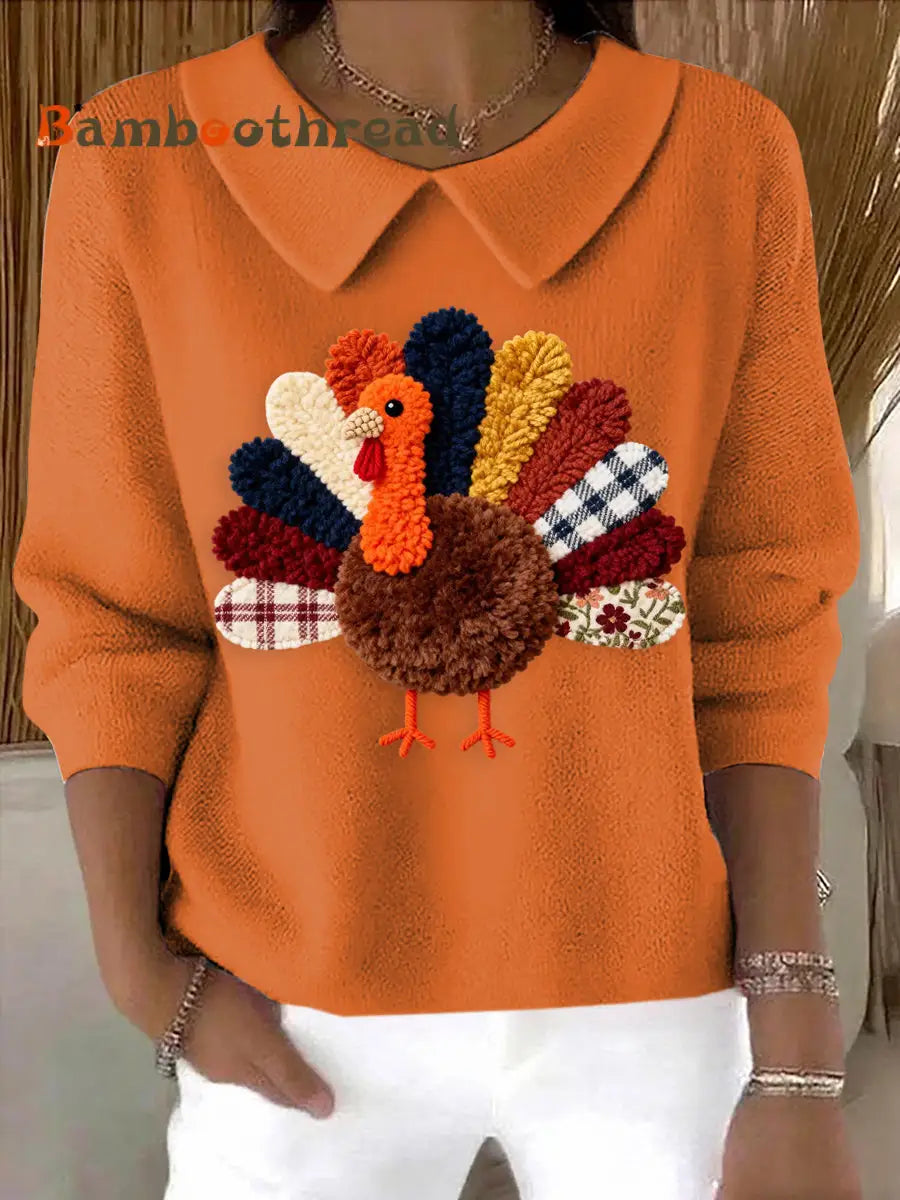 Women’s Thanksgiving Knit Sweater Orange / S
