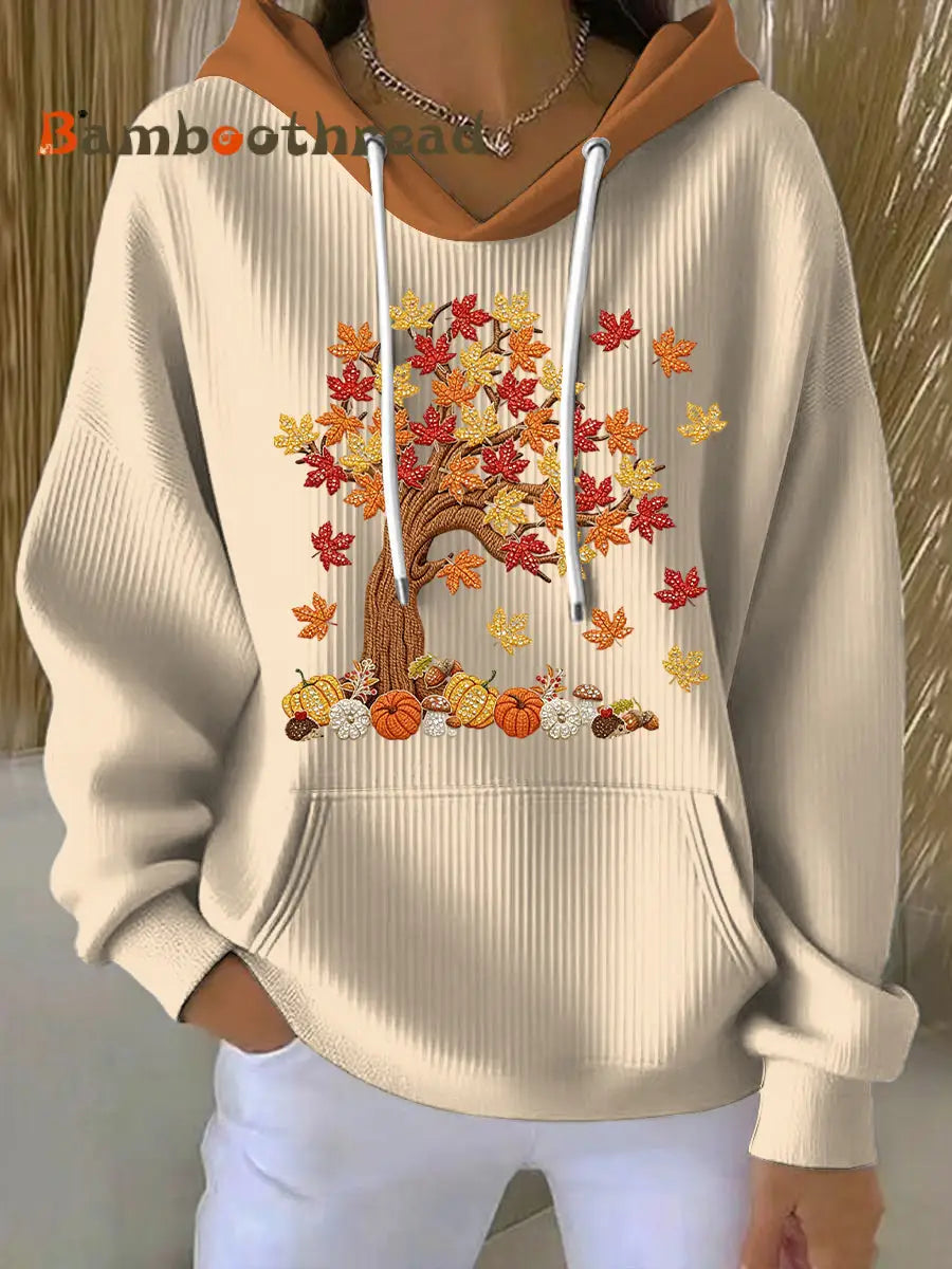 Women’s Thanksgiving Maple Leaf Art Casual Hoodie Multicolour / S