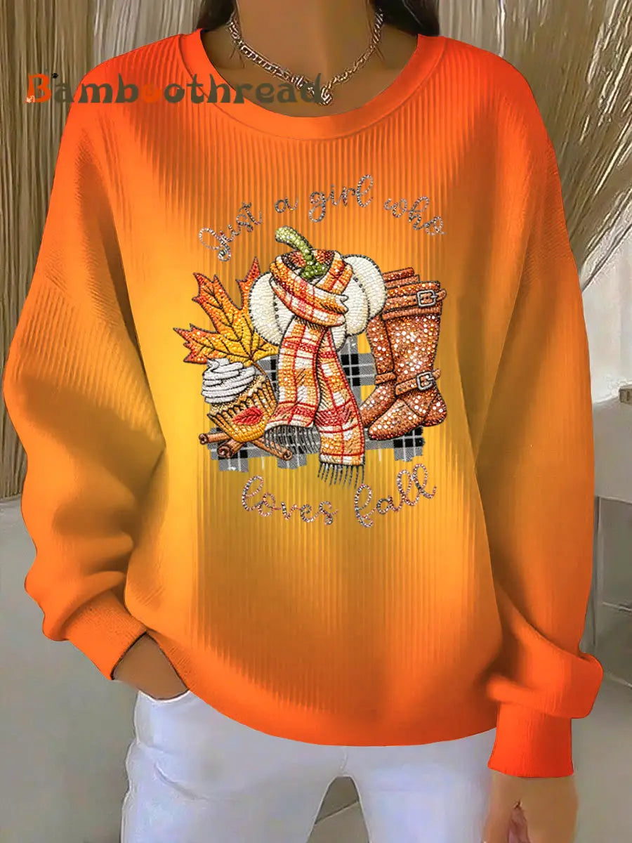 Women’s Thanksgiving Maple Leaf Autumn Casual Crewneck Pullover Multicolour / S