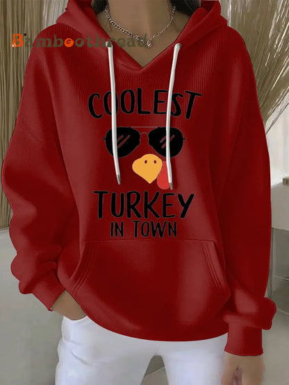 Women’s Thanksgiving Print Casual Hoodie Red / S