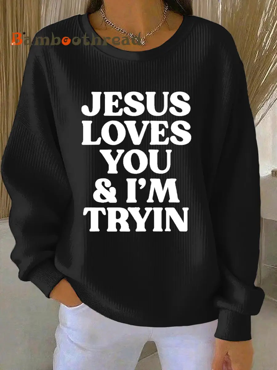 Women’s Thanksgiving Print Casual Sweatshirt Black / S