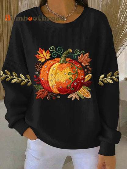 Women’s Thanksgiving Print Casual Sweatshirt Black / S
