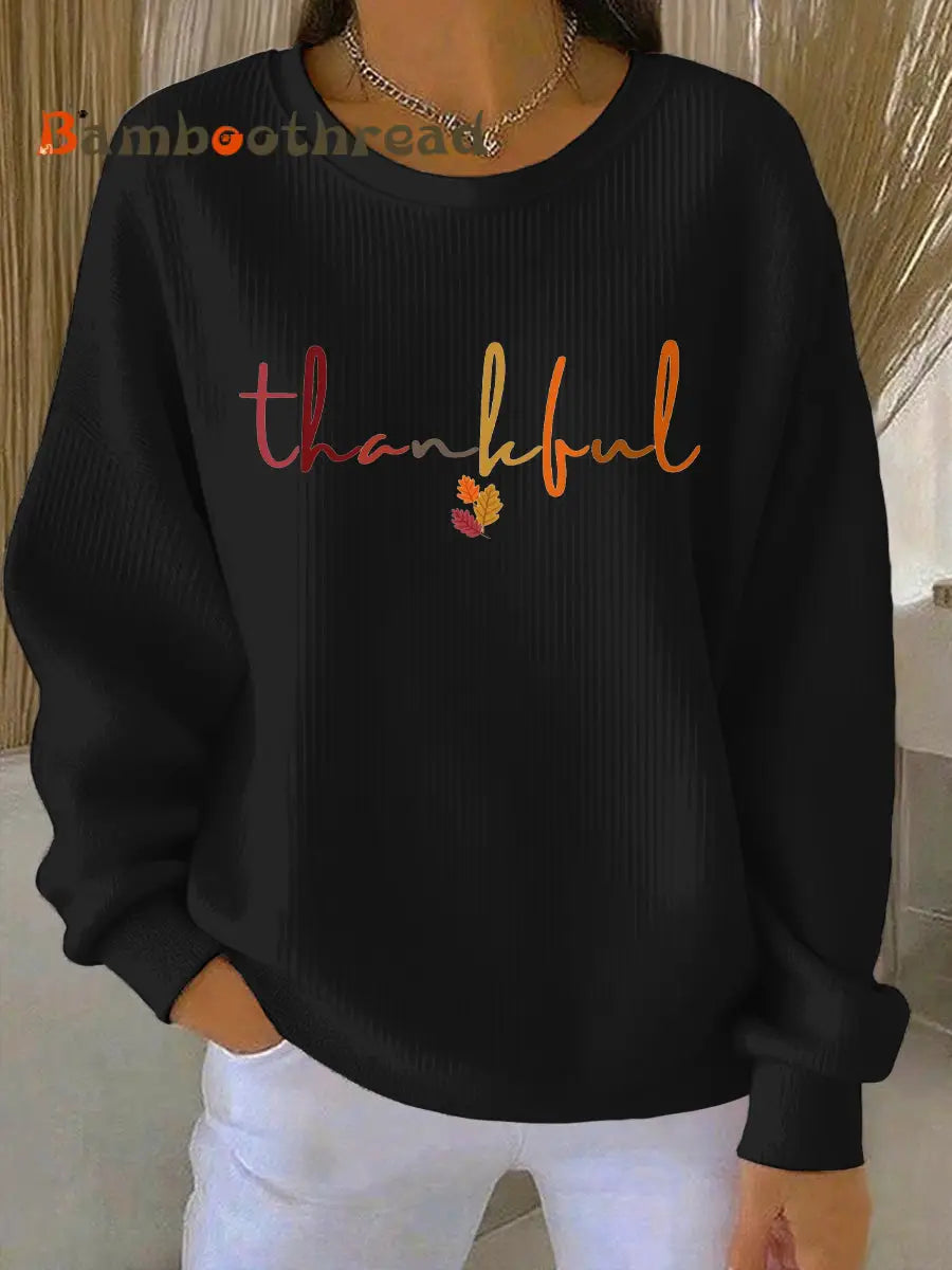 Women’s Thanksgiving Print Casual Sweatshirt Black / S