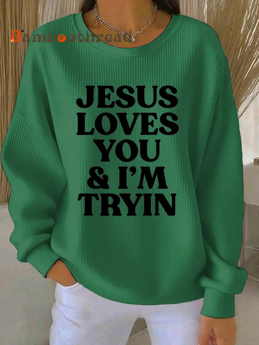 Women’s Thanksgiving Print Casual Sweatshirt Green / S
