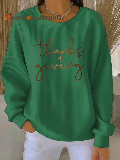 Women’s Thanksgiving Print Casual Sweatshirt Green / S
