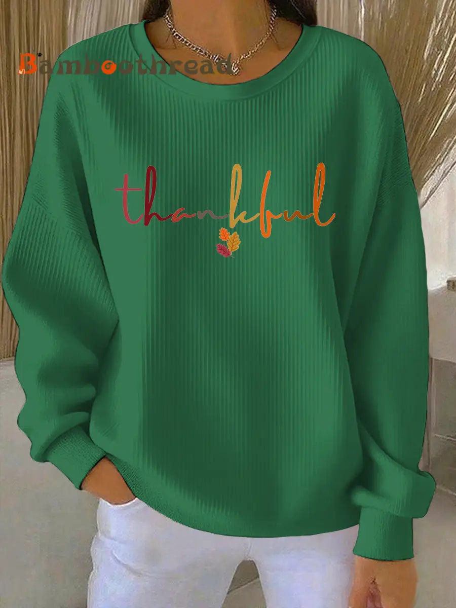 Women’s Thanksgiving Print Casual Sweatshirt Green / S