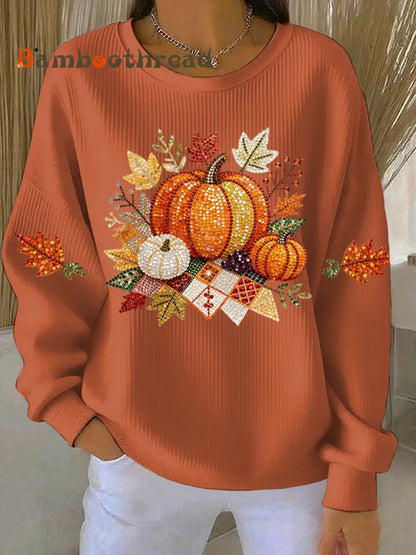 Women’s Thanksgiving Print Casual Sweatshirt Orange / S