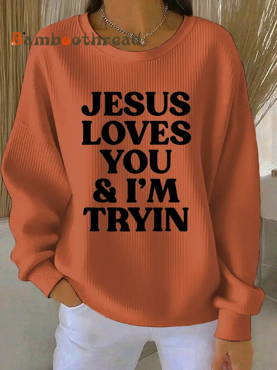 Women’s Thanksgiving Print Casual Sweatshirt Orange / S