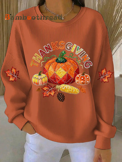 Women’s Thanksgiving Print Casual Sweatshirt Orange / S