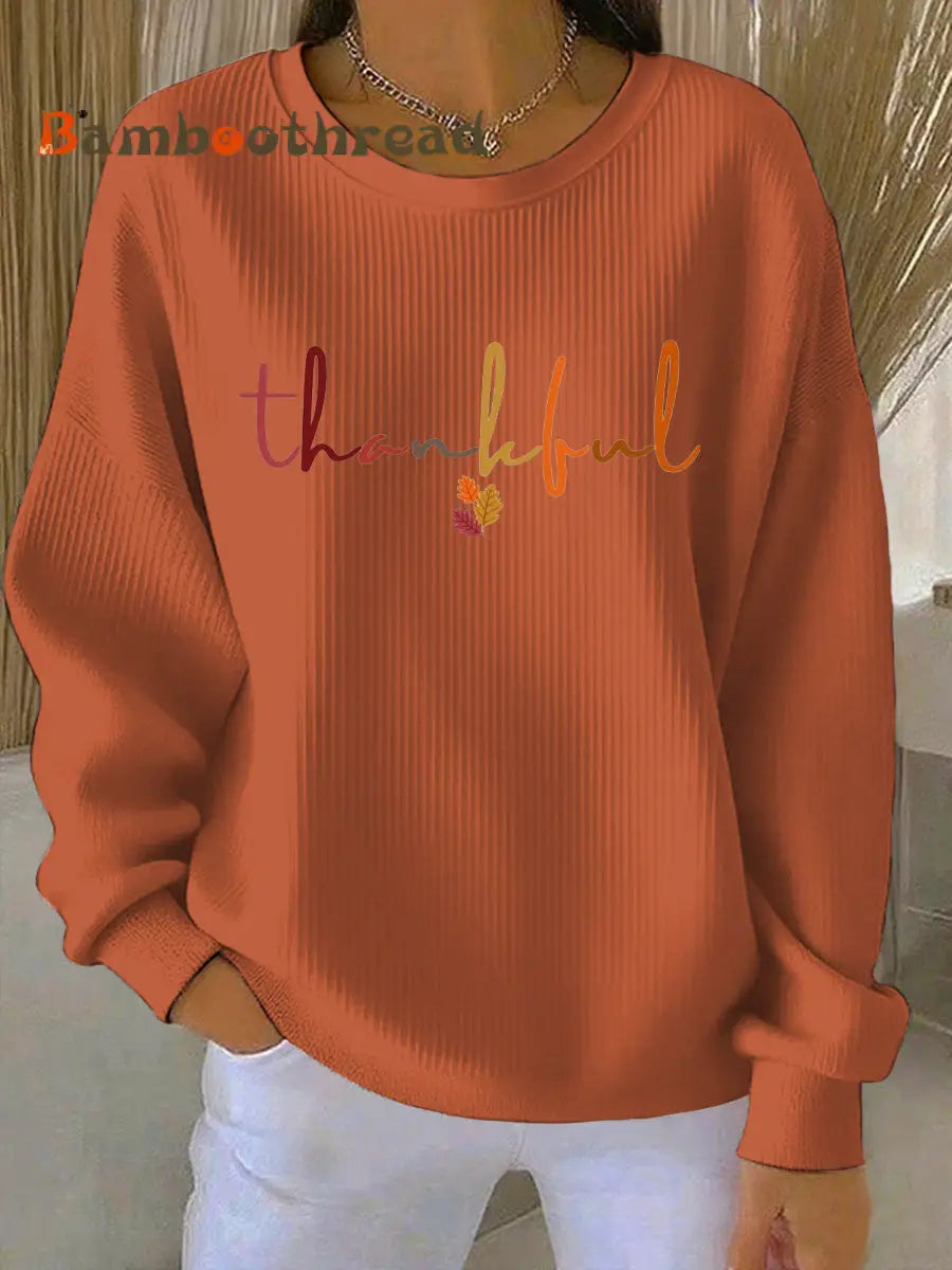 Women’s Thanksgiving Print Casual Sweatshirt Orange / S