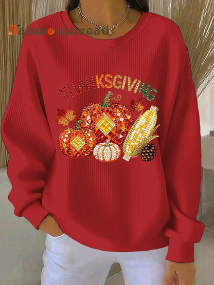 Women’s Thanksgiving Print Casual Sweatshirt Red / S