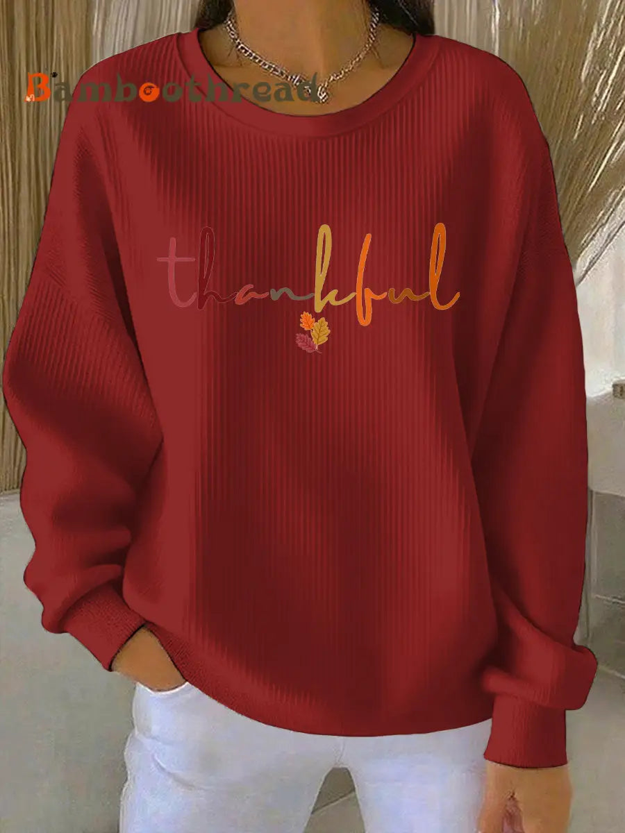 Women’s Thanksgiving Print Casual Sweatshirt Red / S