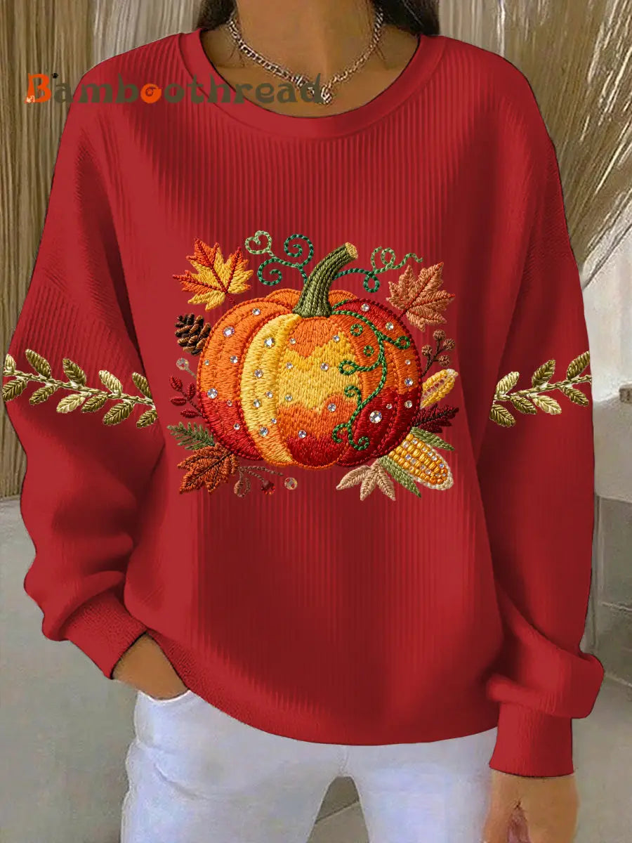Women’s Thanksgiving Print Casual Sweatshirt Red / S